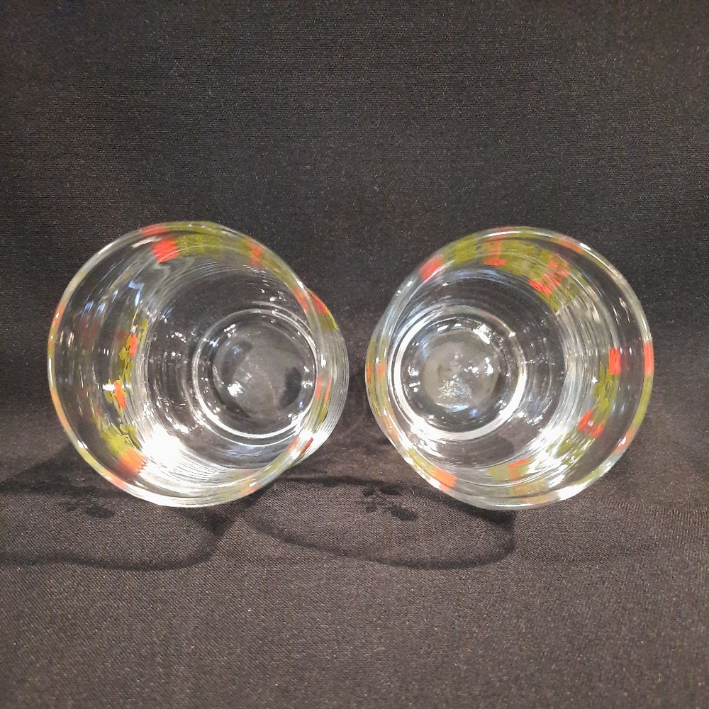 Vintage 1970s Anchor Hocking Red Rose Juice Glass ~ Set of 2 - Picture 5 of 5
